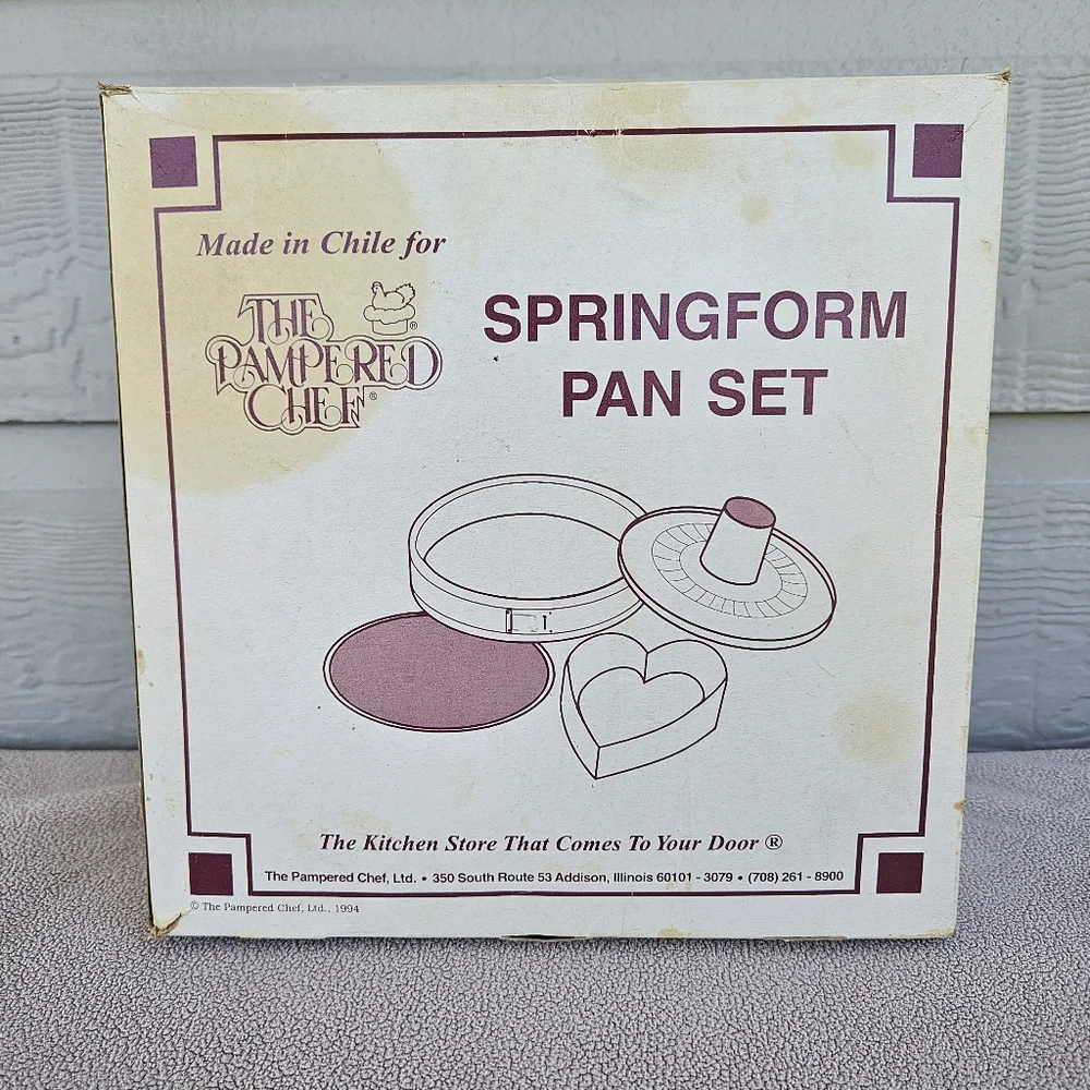 Vintage 1994 Pampered Chef Heart Shaped Springform Pan Set Instructions Box